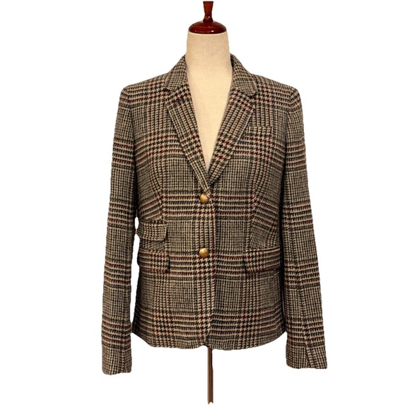 J.CREW Jackets & Blazers - J Crew School Boy Blazer 10 Plaid Houndstooth Wool Blend Academia Preppy